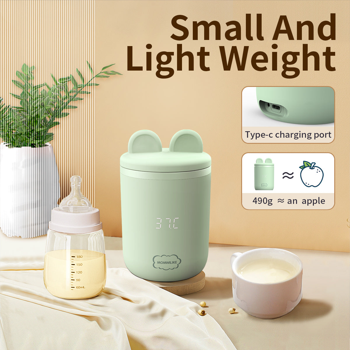 Momwilike Smart Portable Bottle Warmer brings convenience and warmth to your feeding routine, connecting you to efficiency and comfort.