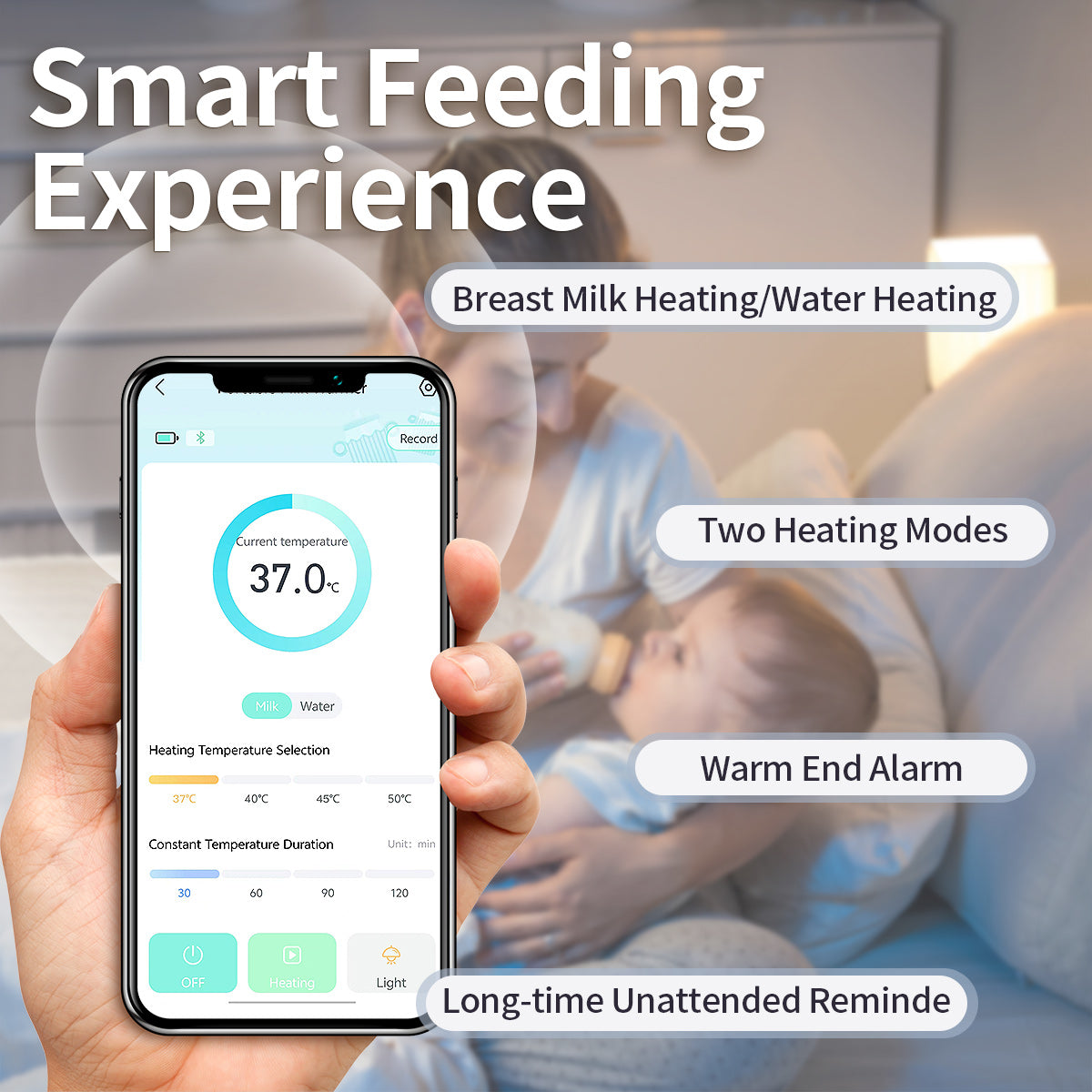Momwilike Smart Portable Bottle Warmer brings convenience and warmth to your feeding routine, connecting you to efficiency and comfort.
