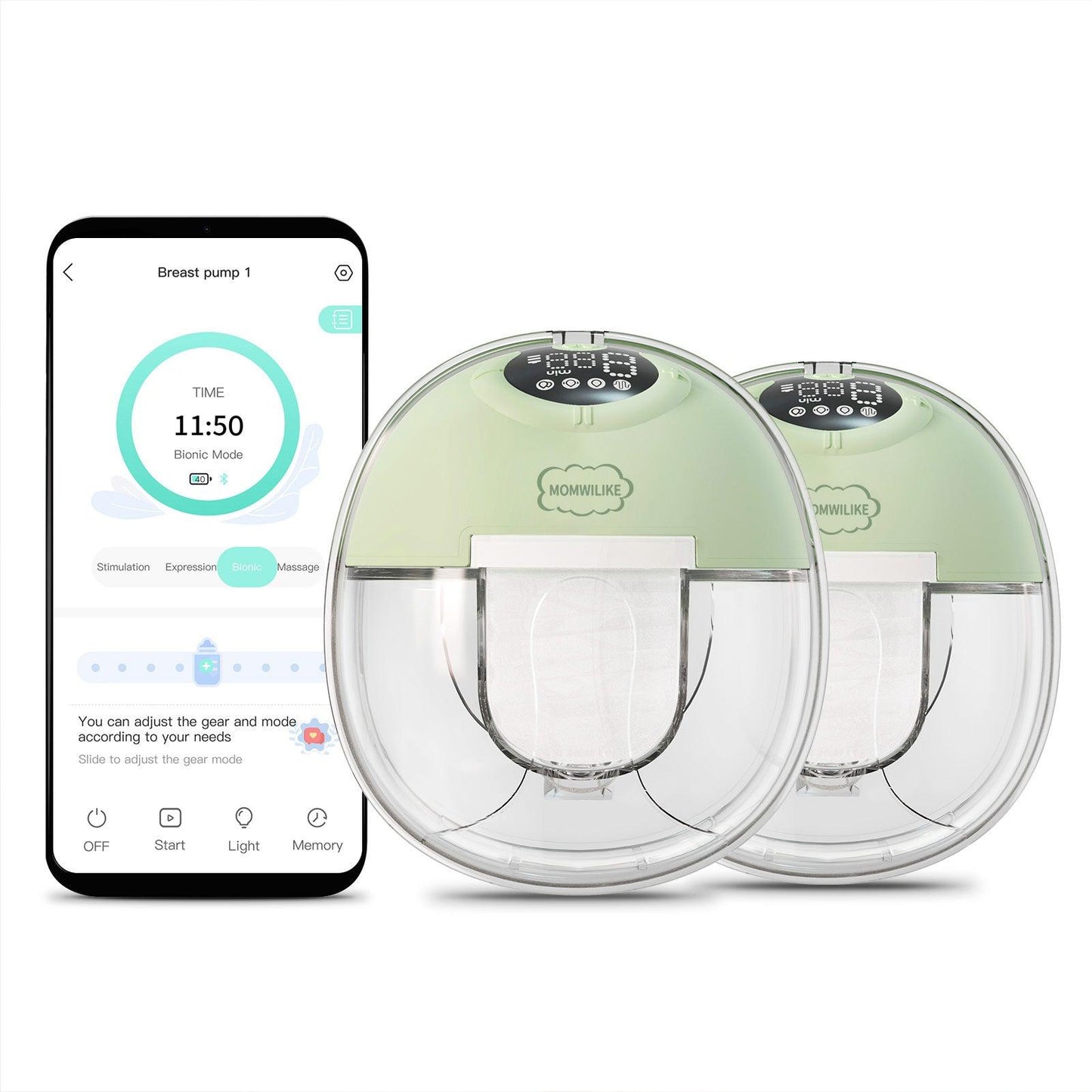 Momwilike Smart Hands Free Breast Pump, Double Wearable Breast Pump of Baby Mouth Double-Sealed Flange with 4 Modes & 9 Levels, Electric Breast Pump Portable APP control and statistics - Momwilike