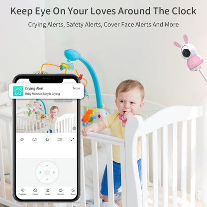 Momwilike Baby Monitor Video Baby Monitor, Audio Monitor with 2.5K Ultra HD WiFi Camera Night Vision,Lullabies,Cry Detection,Motion Detection,Temp & Humidity Sensor,Two Way Talk,App